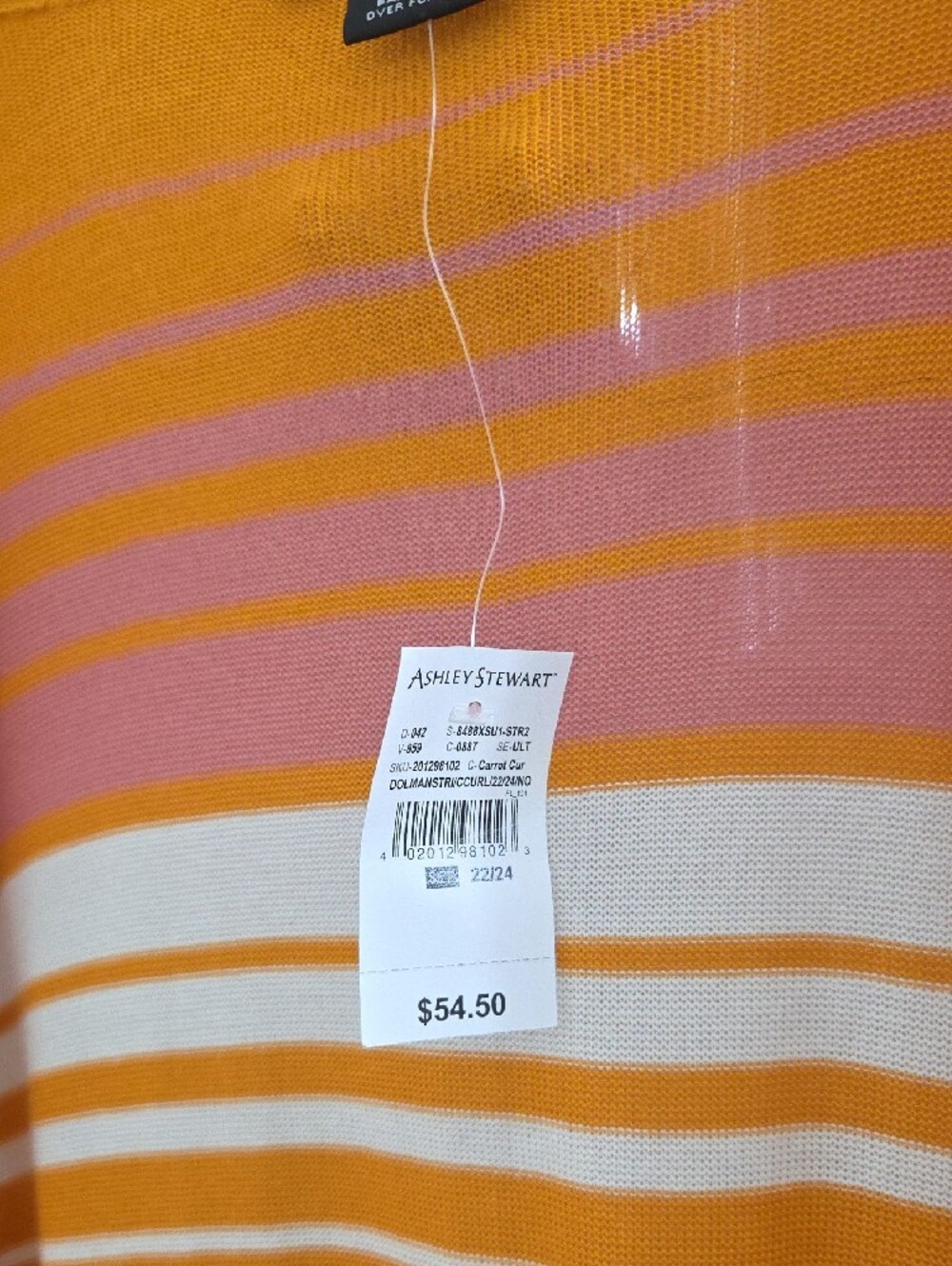 Ashley Stewart Orange Pink Striped Long Cardigan - Picture 7 of 7